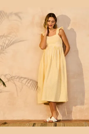 JoJo Maman Bébé Gingham Shirred Maternity Midi Dress L