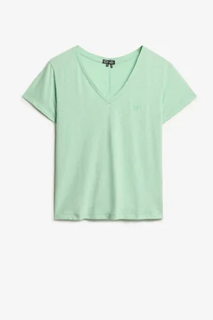 Superdry Green Slub Embroidered V-Neck T-Shirt AU 8