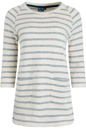 Weird Fish Green 100% Cotton Ives Loopback Stripe Tunic Top 16