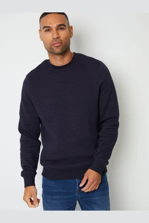Threadbare Blue Jacquard Textured Crew Neck Sweatshirt L