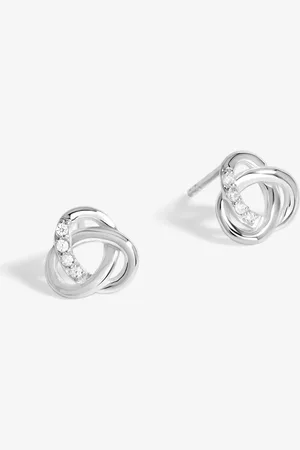 Simply Silver Silver Tone 925 Polished And Cubic Zirconia Woven knot Stud Earrings One