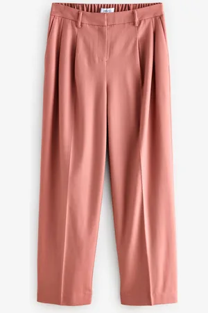 Next Pink Tailored Straight Trousers With Wool AU 24 R