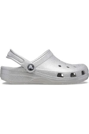 Crocs Silver Kids Classic Glitter Clogs AU 2 (EU 33)