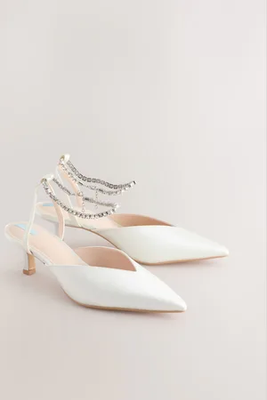 Next Forever Comfort Wedding Point Toe Jewel Ankle Kitten Bridal Heels AU 9 (EU 41)