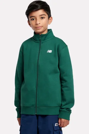 New Balance Green Boys Brush Back Small Logo Funnel Neck Hoodie 14