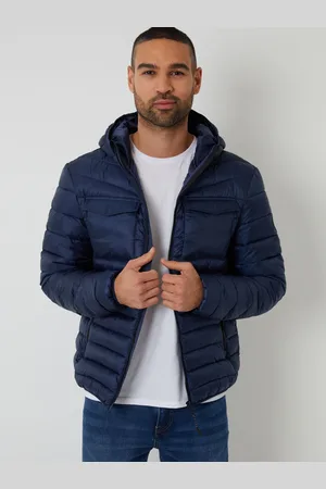 Threadbare Navy Hooded Puffer Jacket L