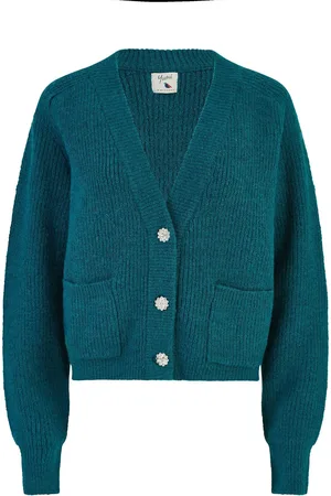 Yumi Green Daisy Button Knitted Relaxed Fit Cardigan M-L