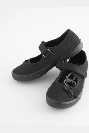 Next Standard Fit (F) Butterfly Embroidered School Plimsoll Shoes AU 7 (EU 24)