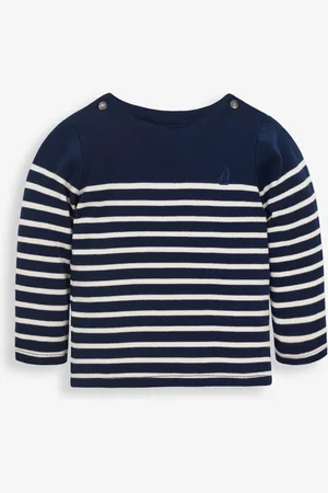 JoJo Maman Bébé Navy Blue Ecru Cream Stripe Long Sleeved Breton Top 2
