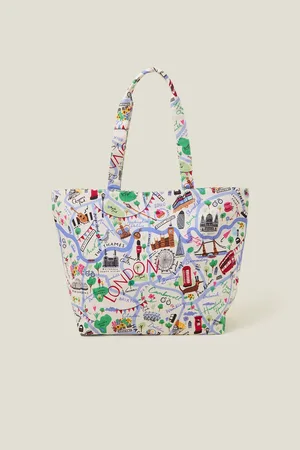 Accessorize White London Map Print Shopper Bag One