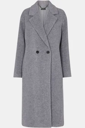 Whistles Grey Eliza Double Breasted Coat L