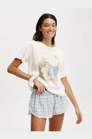 Cotton On Cream Black Lounge Graphic 100% Cotton T-Shirt M