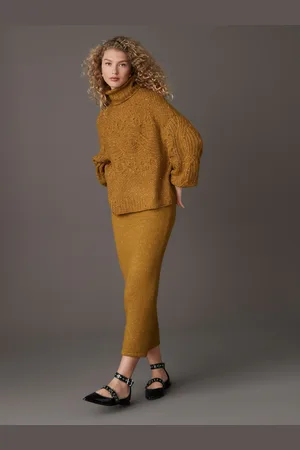 Next Neppy Knitted Column Midi Skirt with Wool XXL Regular