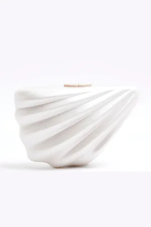 River Island Cream Shell Clutch Bag One
