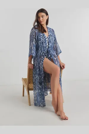 Simply Be Blue Beach to Beach Maxi Open Kaftan AU 16-18