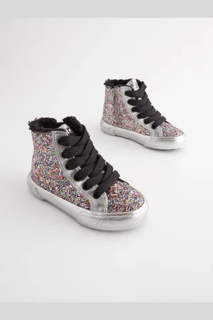Next Silver Glitter Butterfly High Top Trainers AU 6 (EU 23)