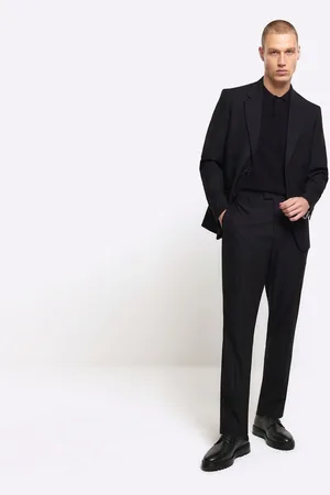River Island Black Plain Slim Fit Suit Trousers 34W x 31L (UK 34 R)