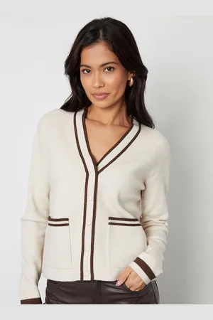 Threadbare Natural Contrast Edge Knitted Cardigan AU 10