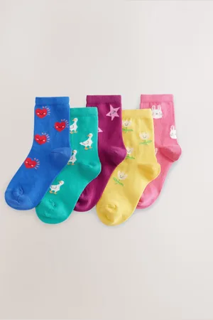 Next Multi 5 Pack Cotton Rich Character Ankle Socks 3-5.5 Jnr