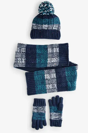 Next Teal Blue Stripe Hat, Scarf and Gloves Set (3-16yrs) 5