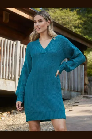 Threadbare V-Neck Knitted Jumper Dress AU 10