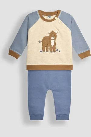 JoJo Maman Bébé Blue Cow Sweatshirt & Jogger Baby Set 6