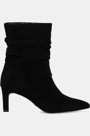 Novo Black Georgia Ruched Mid Heel Point Boots AU 8 (EU 39)