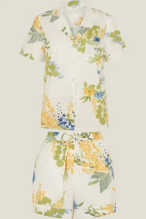 Accessorize Natural Mimosa Floral Print 100% Cotton Pyjamas Set L