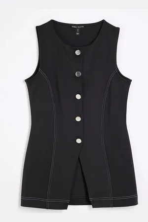River Island Black Top Stitch Waistcoat AU 12
