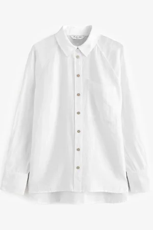Next 100% Linen Button Down Relaxed Long Sleeve Shirt AU 16 Petite