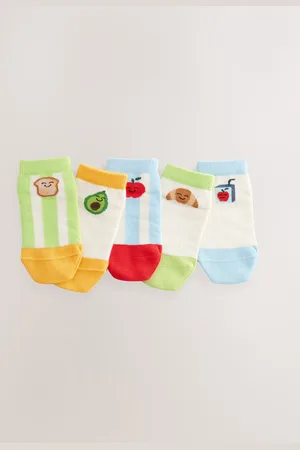 Next Blue/Green Food Stripe Trainers Socks 5 Pack