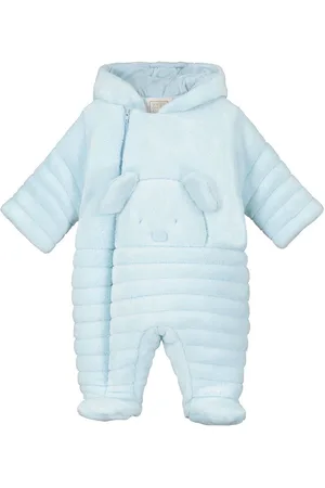 Emile et Rose Blue Deep Pile Fleece Pramsuit with 3D teddy 6 Months (68cm)