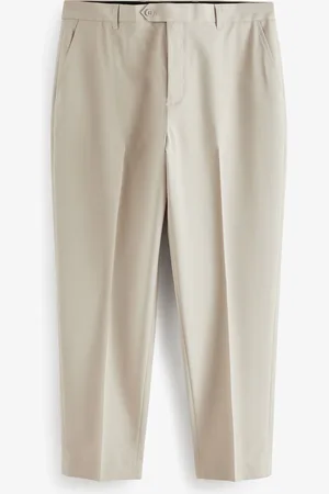 Next Neutral Relaxed Tapered Fit Stretch Smart Trousers 42W x 31L (UK 42 R)