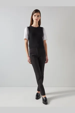 LK Bennett Black Slim Stretch Esen Square Pocket Trousers AU 20