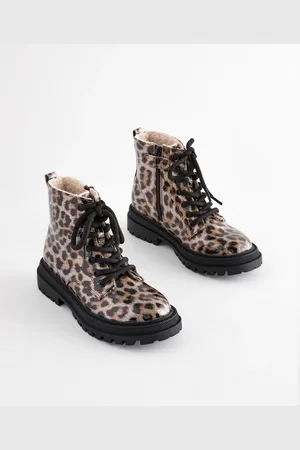 Next Brown Animal Print Wide Fit (G) Warm Lined Lace-Up Ankle Boots AU 3.5 (EU 36)