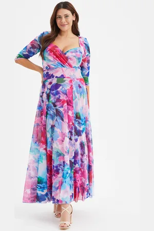 Scarlett & Jo Elizabeth Print Mesh Maxi Gown AU 22