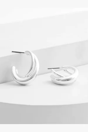 Next Silver Tone Crossover Hoop Earrings One