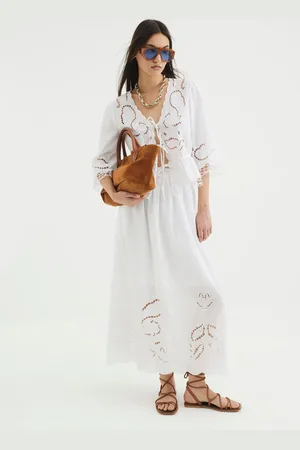 River Island Broderie Cutwork 100% Cotton Maxi Skirt AU 16
