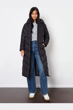 Threadbare Black Padded Maxi Coat AU 14