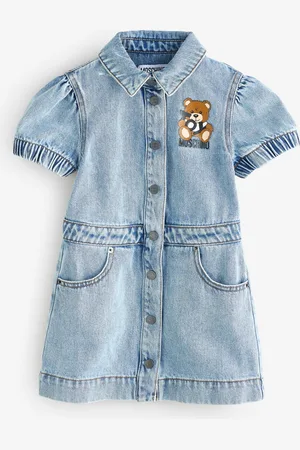 Moschino Logo Denim Dress With Puff Sleeves 5 Years (110cm)