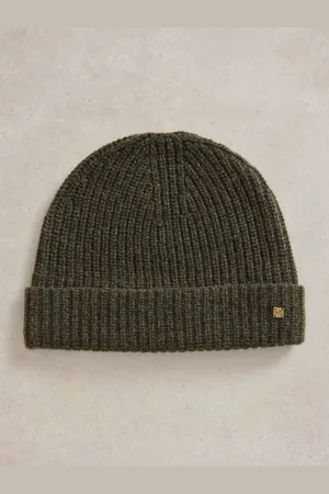 White Stuff Green Albie Rib Knit Beanie One