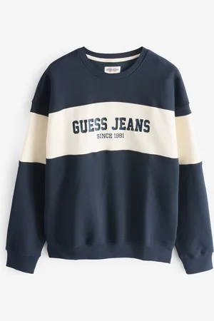 Guess Navy Colourblock Logo Sweatshirt XS