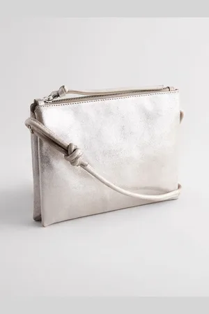Next Silver Leather Cross-Body Bag One