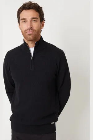 Threadbare Black Mini Cable Knit Quarter Zip Jumper XXL