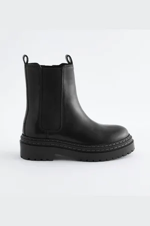 Next Black Leather Chunky Chelsea Boots AU 13 (EU 32)