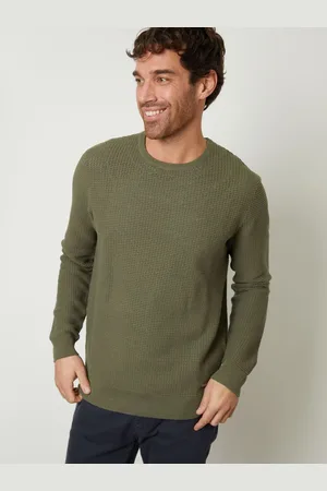 Threadbare Olive Crochet Knit Crew Neck Jumper L