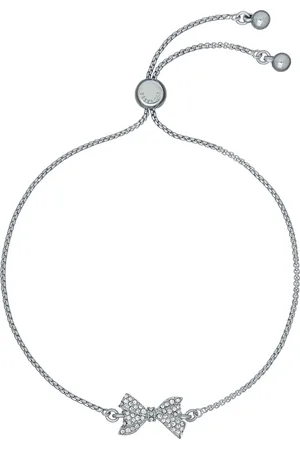 Ted Baker Silver Tone BARSET: Crystal Bow Adjustable Bracelet One