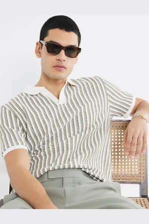 River Island Regular Fit Stripe Crochet Polo Shirt S