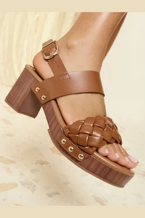 Friends Like These Brown Clog Block Heel Faux Leather Sandals AU 9 (EU 40)