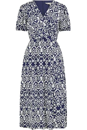 Yumi Ikat Print Midi Dress With Split Hem AU 10